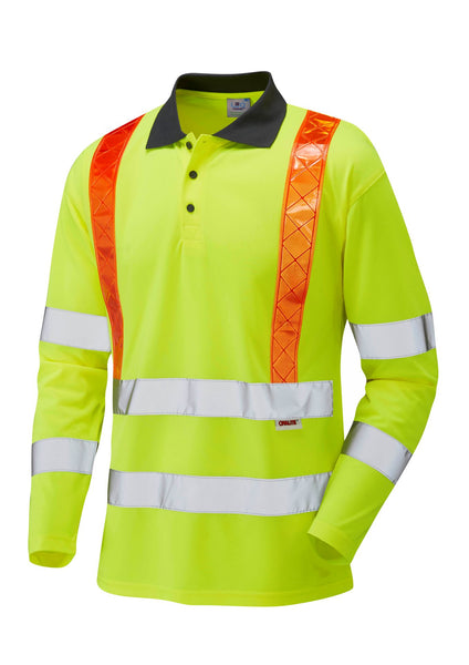 LEO Bickleton ISO 20471 Class 3 Orange Brace Coolviz Sleeved Polo Shirt