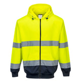 Portwest     B317 - Hi-Vis Contrast Zipped Hoodie